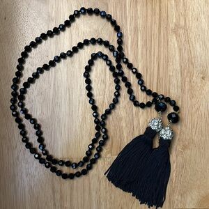 Heidi Daus 48” in faceted black beads Swarovski Crystal necklace.